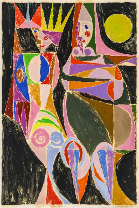 Edward Marecak (1919-1993) artwork for sale. The Spell (Two Abstract Figures), Painting, 1960, Denver, Colorado, Art Gallery)