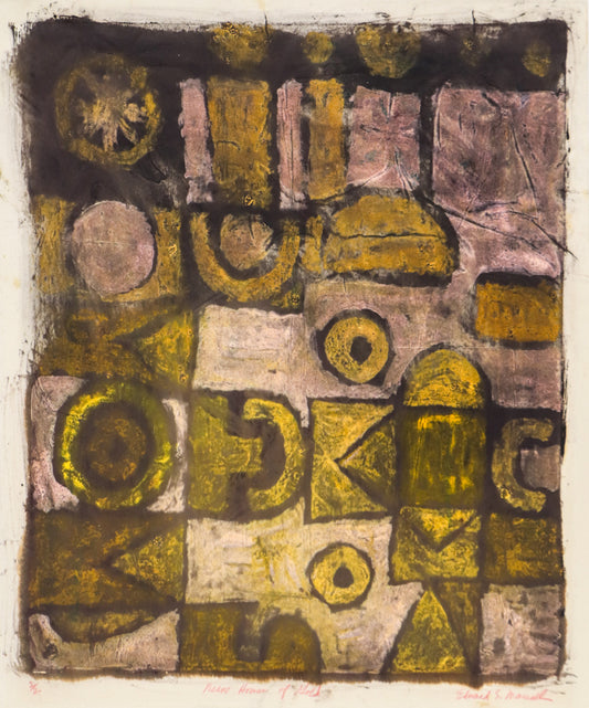 Edward Marecak (1919-1993) artwork for sale. Nero's House of Gold (Abstract in Black, Gold, Gray, and White), Painting, circa 1965, Denver, Colorado, Art Gallery)