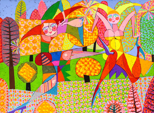 Edward Marecak (1919-1993) artwork for sale. The Dance of Spring (Two Women Dancing), Painting, 1970, Denver, Colorado, Art Gallery)