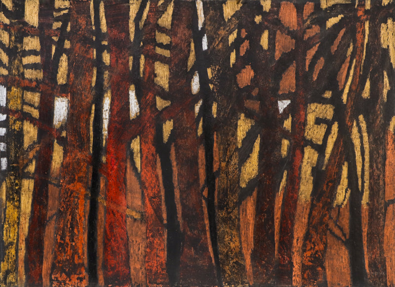 Edward Marecak (1919-1993) artwork for sale. Forest of the Autumn Witch (Abstracted Forest), Painting, circa 1960, Denver, Colorado, Art Gallery)