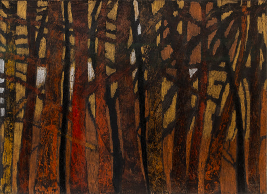 Forest of the Autumn Witch (Abstracted Forest), Painting, circa 1960