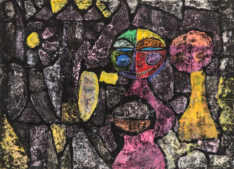 Evil Genius Materializing (Abstract Figure in Green, Yellow, Blue, Red, and Pink), Painting, 1960