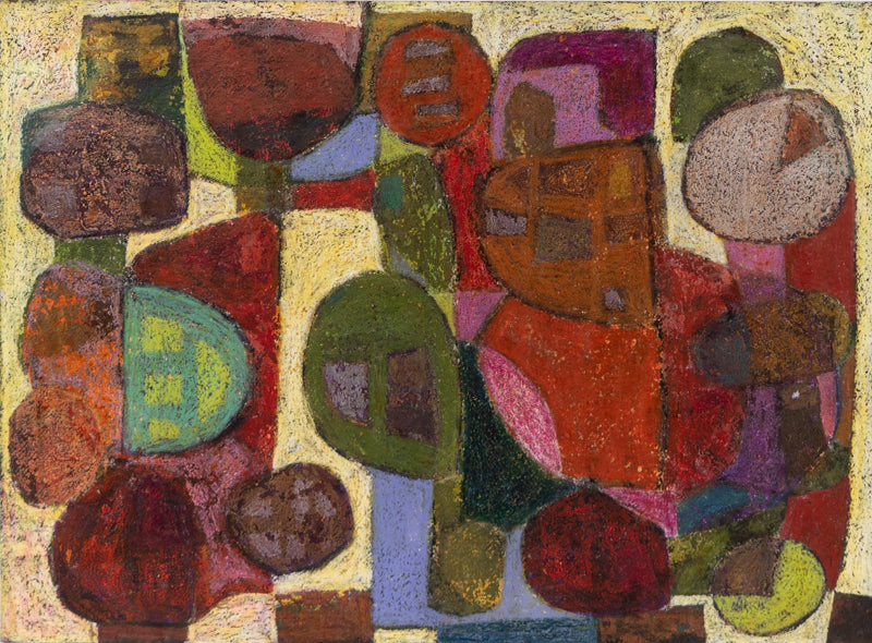 Edward Marecak (1919-1993) artwork for sale. Still Life (Abstract in Gold, Red, Green, Blue, and Violet), Painting, 1960, Denver, Colorado, Art Gallery)