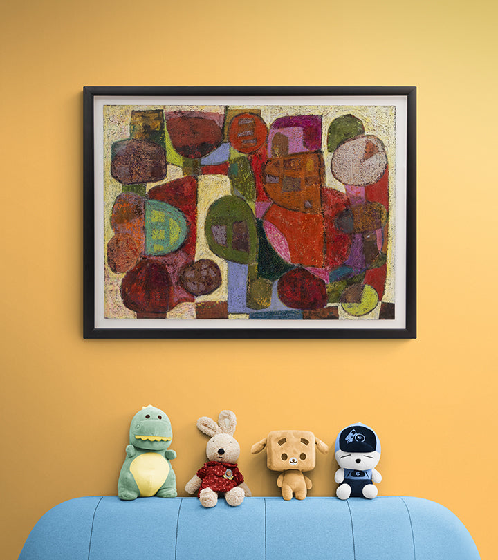 Still Life (Abstract in Gold, Red, Green, Blue, and Violet), Painting, 1960
