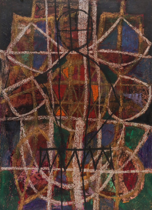 Abstract (Composition in Black, Blue, Red, and Ochre), Painting, 1965