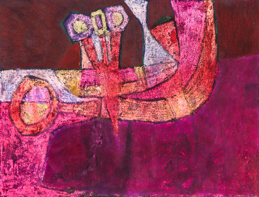 Still Life With Flowers (Abstract in Red, Pink, Orange, and Violet), Drawing, 1960