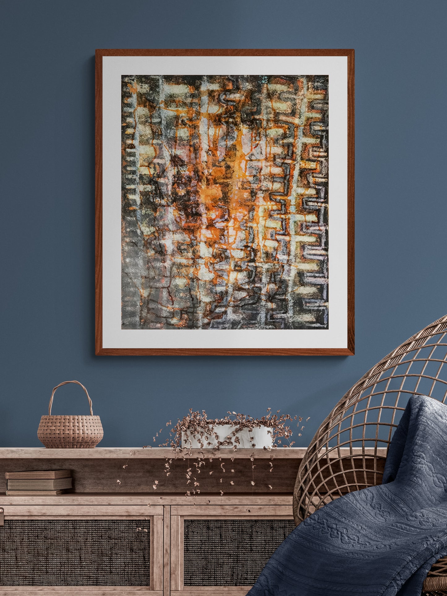 Mystic Ladders (Abstract in Brown, Orange, Cream, and Violet), Painting, 1960