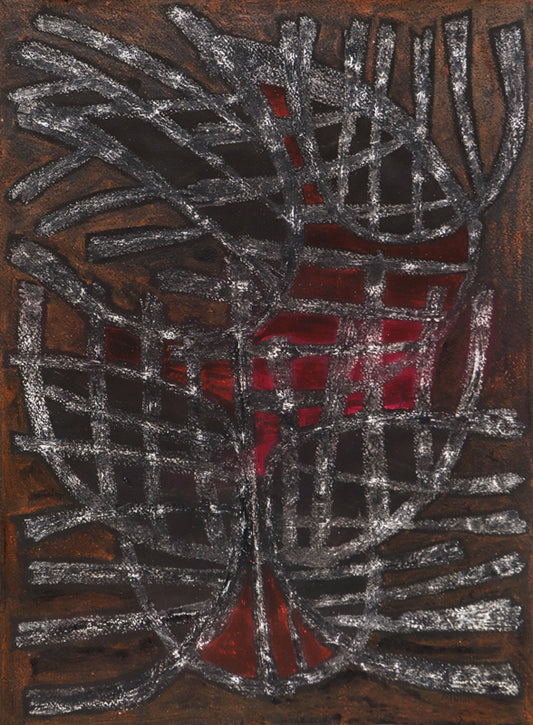 November Flowers (Abstract in Brown, Black, Gray, White, and Red), Painting, 1960