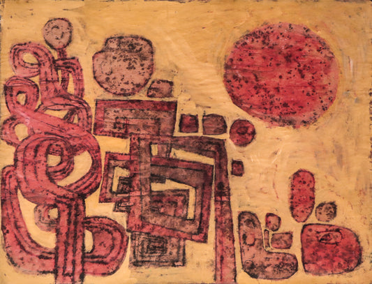 Enchanted Garden (Abstract in Red, Gold, and Black), Drawing, 1960