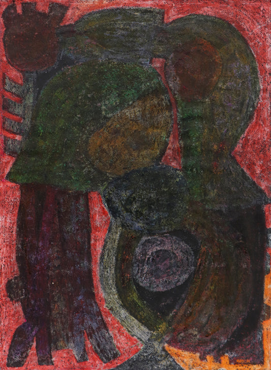 To The Earth We Return (Abstract in Red, Orange, Green, Blue, and Violet), Painting, 1960