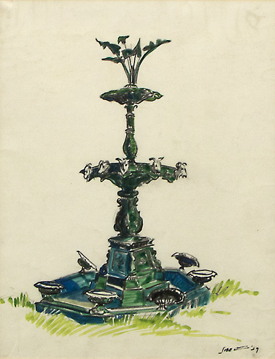 Muriel Sibell Wolle (1898-1977) artwork for sale. Untitled (Green Fountain), Painting, 1939, Denver, Colorado, Art Gallery)