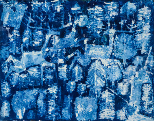 Edward Marecak (1919-1993) artwork for sale. Reindeer (Abstracted Reindeer and Pines), Painting, 1960, Denver, Colorado, Art Gallery)