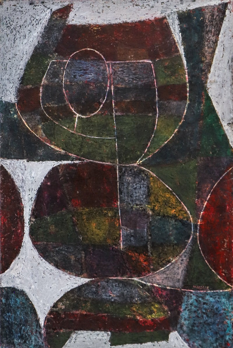 Storm Witch (Abstract in Red, Blue, Ochre, Green, and White), Painting, 1946-1952