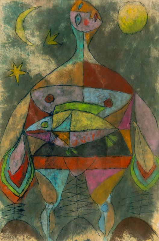 Untitled (Abstracted Woman with Fish), Painting