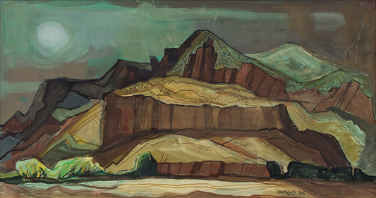 Spring Storm (Nighttime Mountain Landscape), Painting, dated 1980