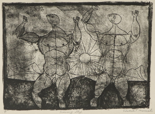 Edward Marecak (1919-1993) artwork for sale. Evening Sky (Two Nude Men), Print, Denver, Colorado, Art Gallery)