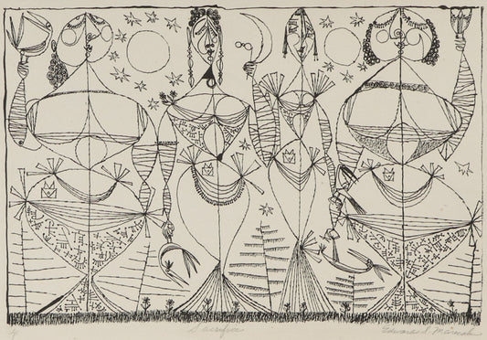 Edward Marecak (1919-1993) artwork for sale. Sacrifice (Four Women with Birds), Print, Denver, Colorado, Art Gallery)