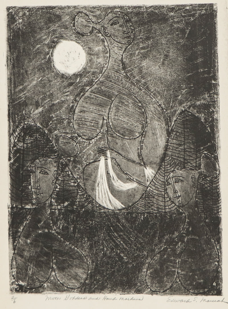 Moon Goddess and Hand Maidens (Three Women), Print