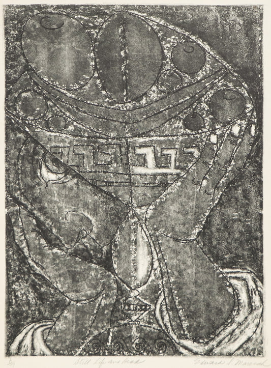 Still Life and Head (Person with Vase), Print, circa 1940-1970