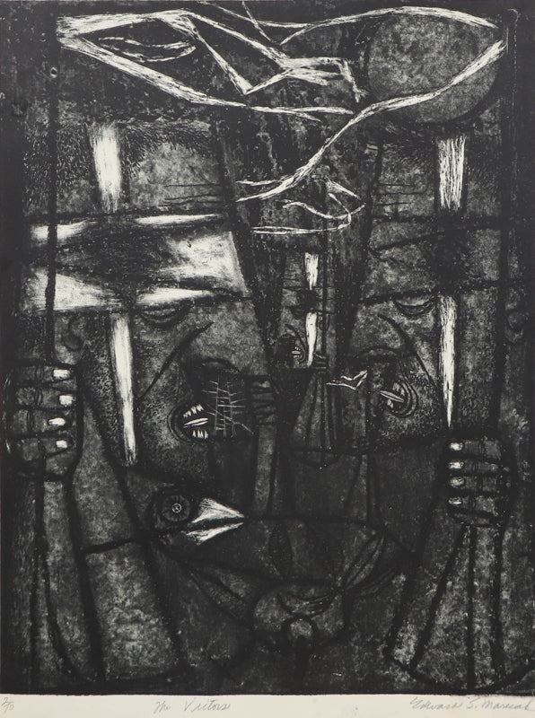Edward Marecak (1919-1993) artwork for sale. The Victors (Black and White Abstract), Print, circa 1940-1970, Denver, Colorado, Art Gallery)