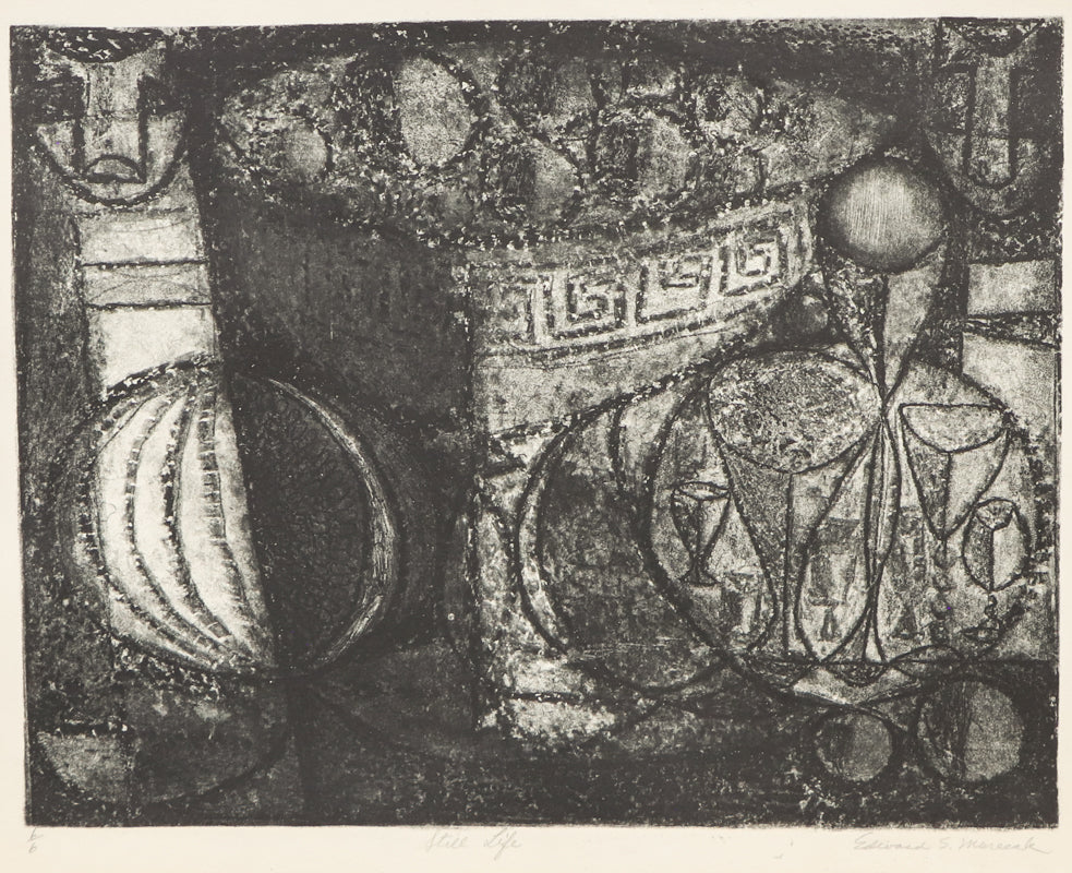 Still Life #2 (Black and White Abstract), Print, circa 1940-1970