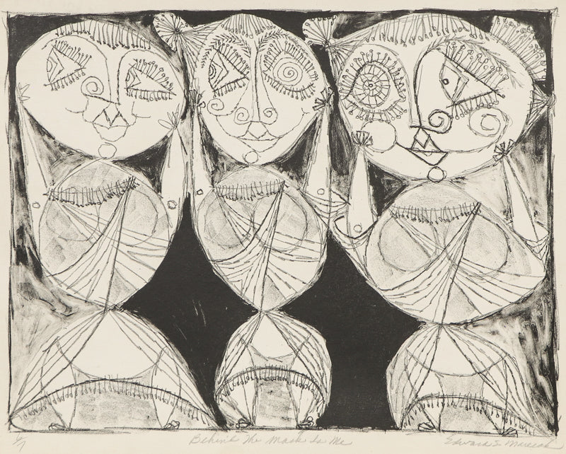 Behind the Mask is Me (Women with Masks), Print, circa 1940-1970