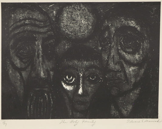 Edward Marecak (1919-1993) artwork for sale. The Holy Family (Three Faces), Print, circa 1940-1970, Denver, Colorado, Art Gallery)