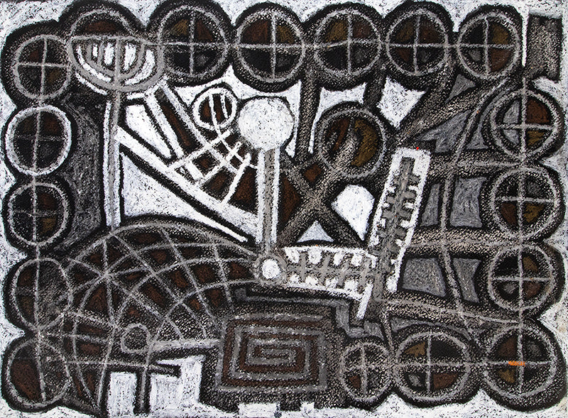 Edward Marecak (1919-1993) artwork for sale. Frost Flowers (Abstract in White, Black, Gray, and Umber), Painting, 1965, Denver, Colorado, Art Gallery)