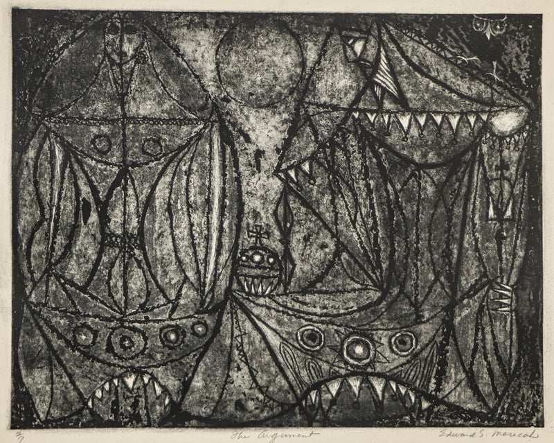 Edward Marecak (1919-1993) artwork for sale. The Argument (Two Abstracted Figures), Print, Denver, Colorado, Art Gallery)