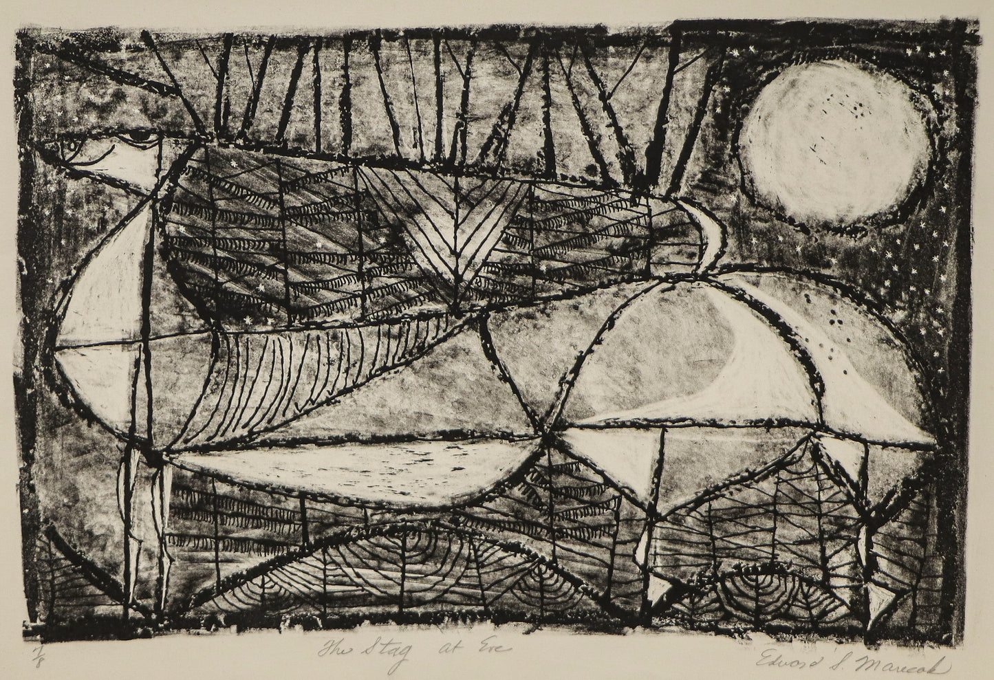 The Stag at Eve (Deer Underneath the Moon), Print