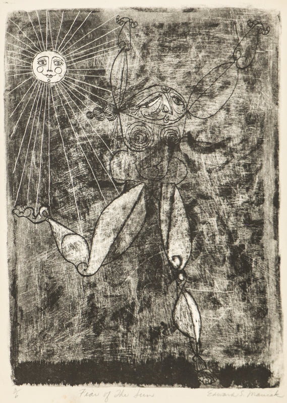 Edward Marecak (1919-1993) artwork for sale. Fear of the Sun (Running Woman), Print, Denver, Colorado, Art Gallery)