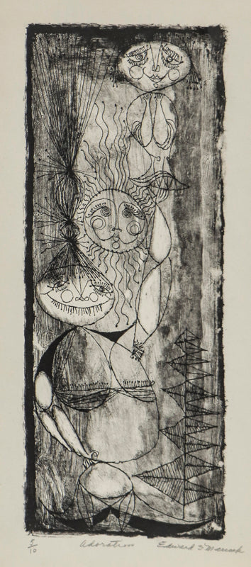 Adoration (Three Abstracted Figures), Print