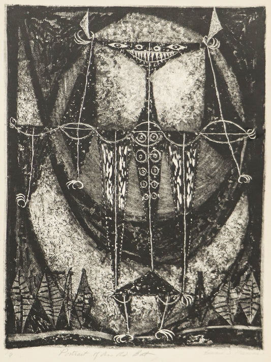 Portrait of an Old Bat (Black and White Abstract), Print