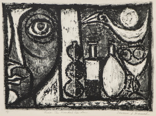 From the Window We See (Person with Bird and Bottles), Print