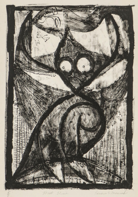 West Wind (Black and White Abstract), Print