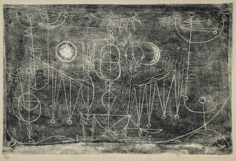 Oberon and Titania (Abstracted Figures with Sun and Moon), Print