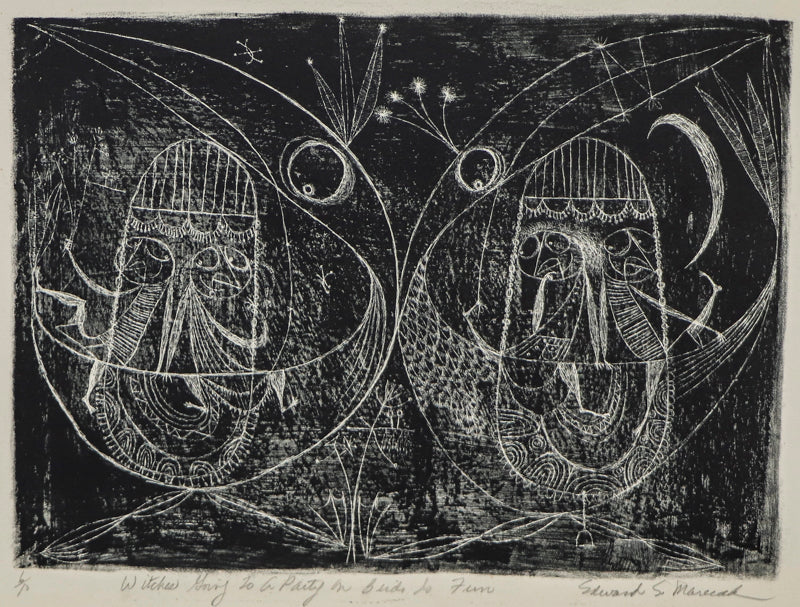 Witches Going to a Party on Birds is Fun (Four Women Atop Birds), Print