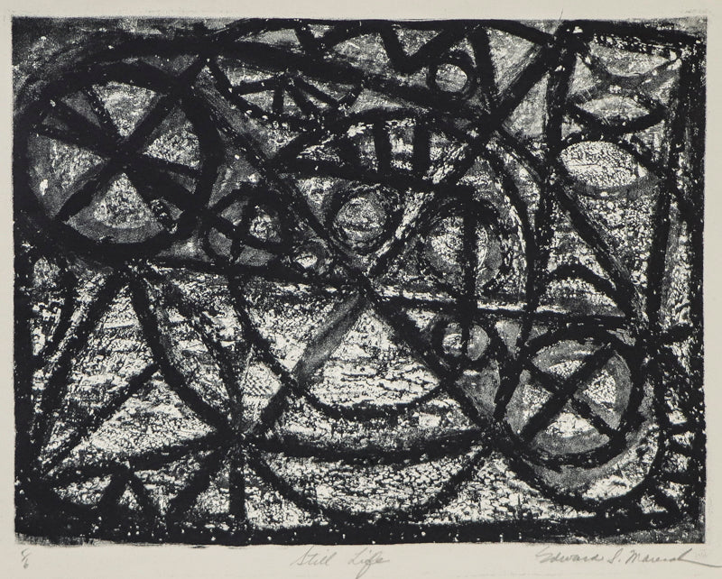 Edward Marecak (1919-1993) artwork for sale. Still Life #1 (Black and White Abstract), Print, Denver, Colorado, Art Gallery)