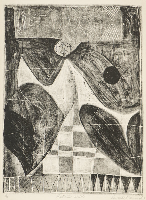 Edward Marecak (1919-1993) artwork for sale. Patriotic Witch (Abstracted Female Figure), Print, Denver, Colorado, Art Gallery)
