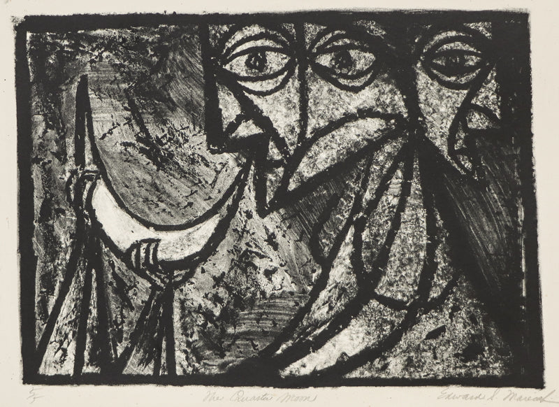 The Quarter Moon (Abstract Figures and Moon), Print, circa 1940-1970
