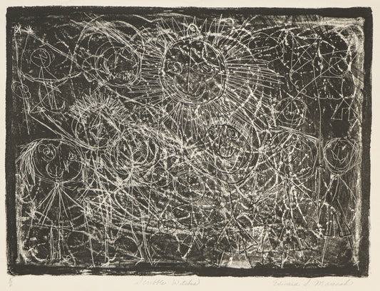 Edward Marecak (1919-1993) artwork for sale. Scribble Witches #1 (Black and White Abstract), Print, circa 1940-1970, Denver, Colorado, Art Gallery)