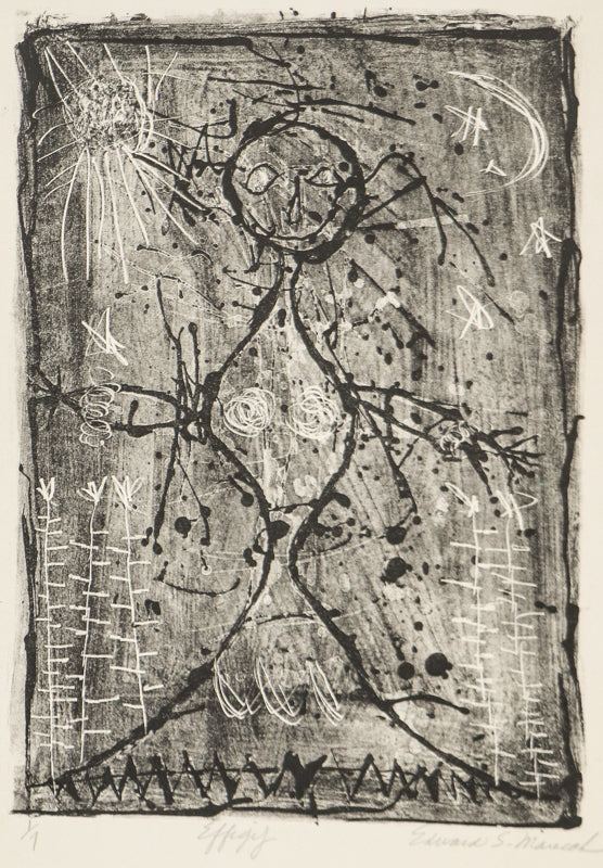 Edward Marecak (1919-1993) artwork for sale. Effigy (Abstracted Figure), Print, circa 1940-1970, Denver, Colorado, Art Gallery)