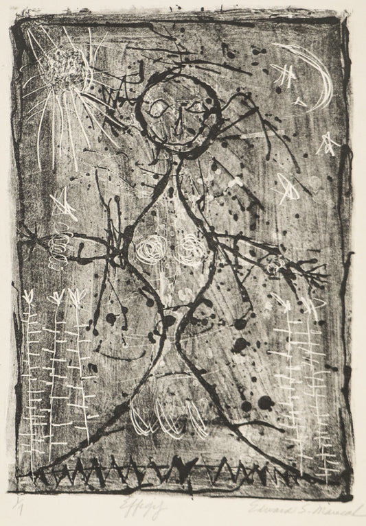 Edward Marecak (1919-1993) artwork for sale. Effigy (Abstracted Figure), Print, circa 1940-1970, Denver, Colorado, Art Gallery)