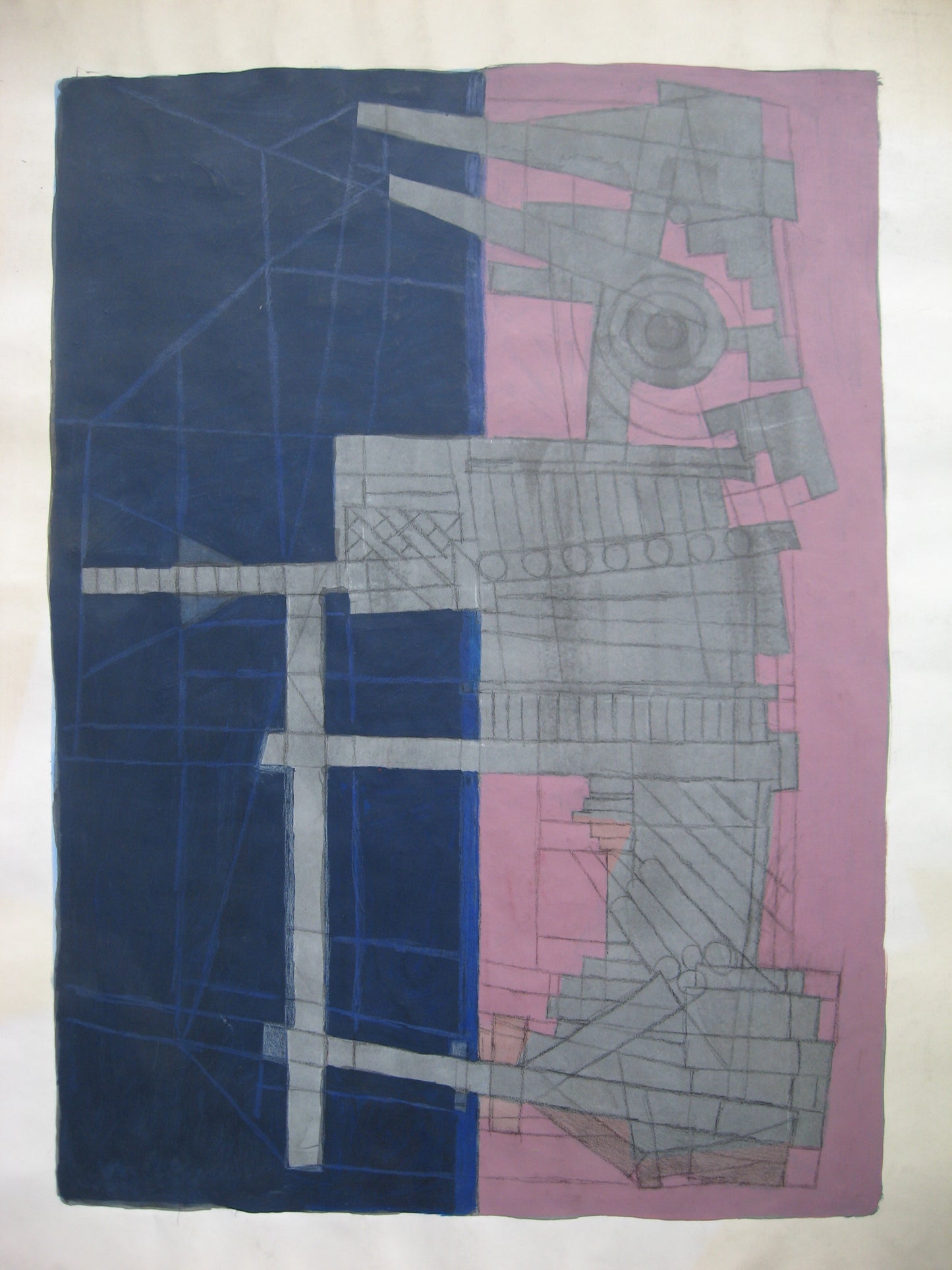 Beach Playgrounds (Abstract in Gray, Pink, and Blue), Painting