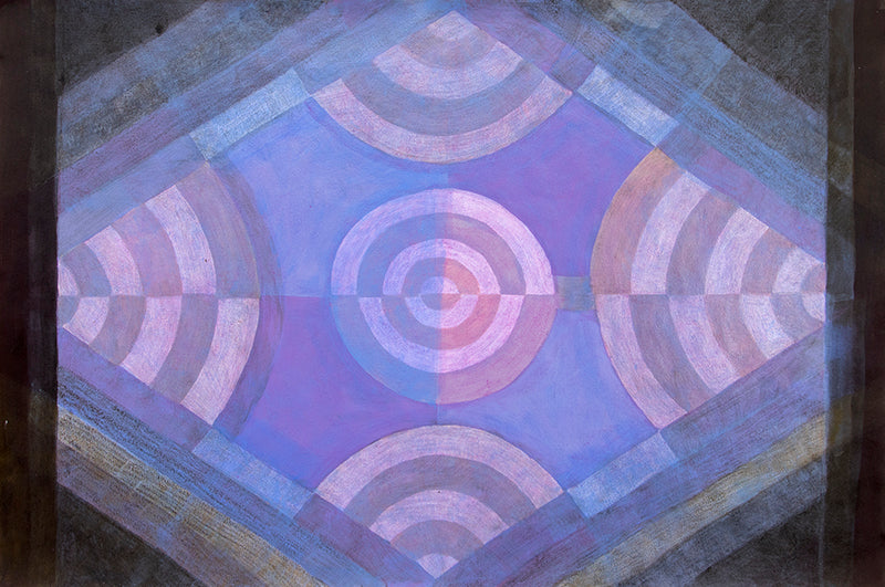 Chalice (Abstract in Periwinkle, Mauve, and Blue), Painting, circa 1990
