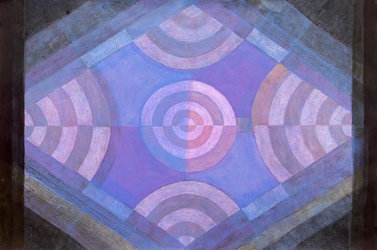 Chalice (Abstract in Periwinkle, Mauve, and Blue), Painting, circa 1990