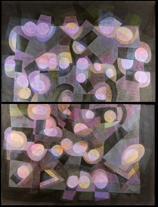 Untitled (Overhead Lights Diptych), Painting, circa 1970