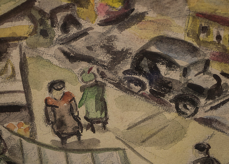 Untitled (Street Scene, Chicago), Painting, circa 1940