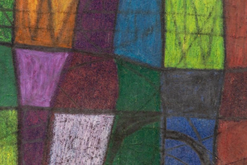 Witches Banner (Abstract in Violet, Orange, Blue, Burgundy, and Green), Painting, 1960