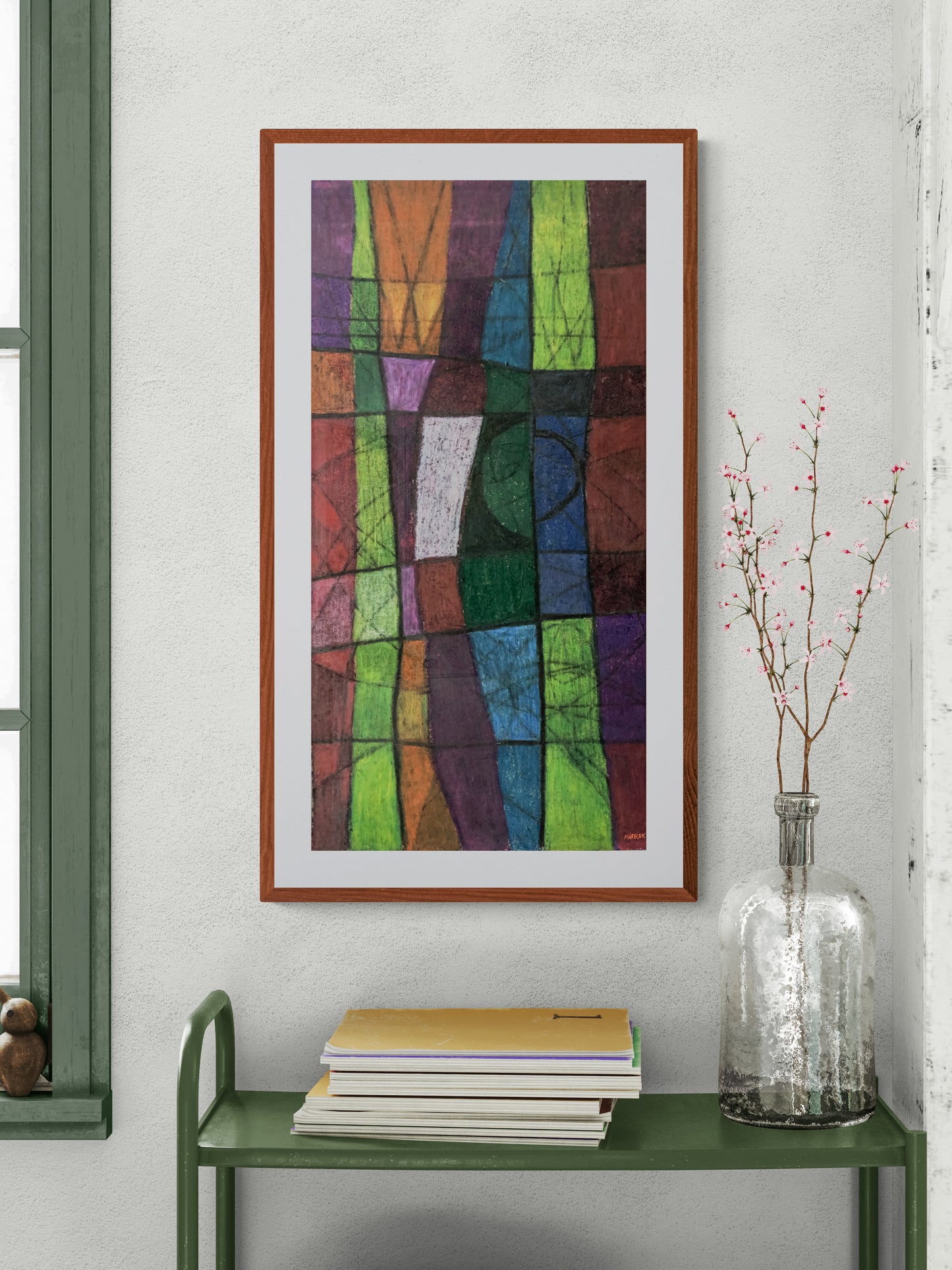 Witches Banner (Abstract in Violet, Orange, Blue, Burgundy, and Green), Painting, 1960